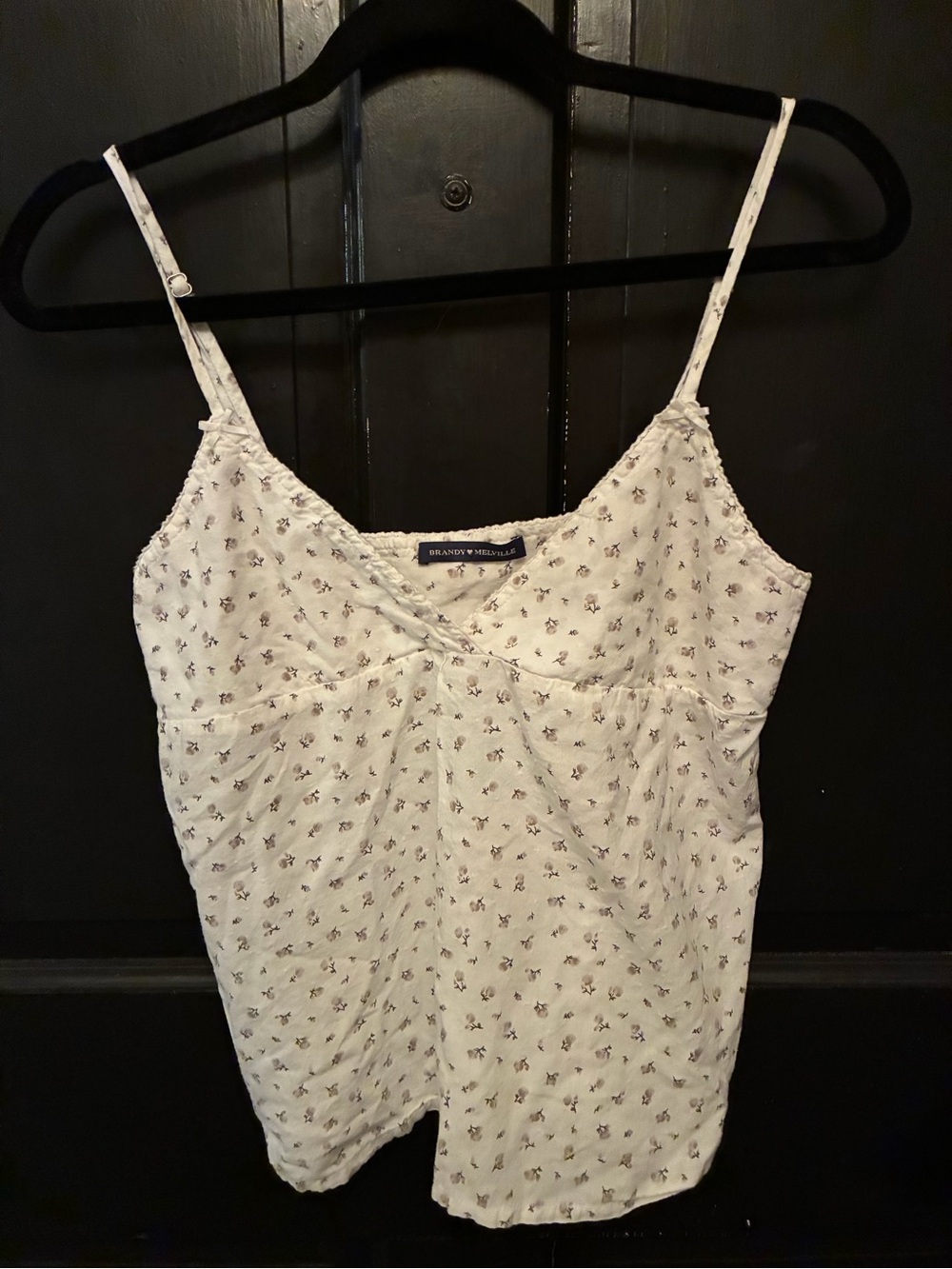 Brandy Melville Cream Floral Spaghetti Strap Camisole